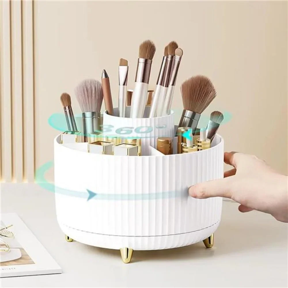 🌺 Makeup Brush holder Organizer, 🦋360° Rotating Make up Brush Holder, 5 Slots